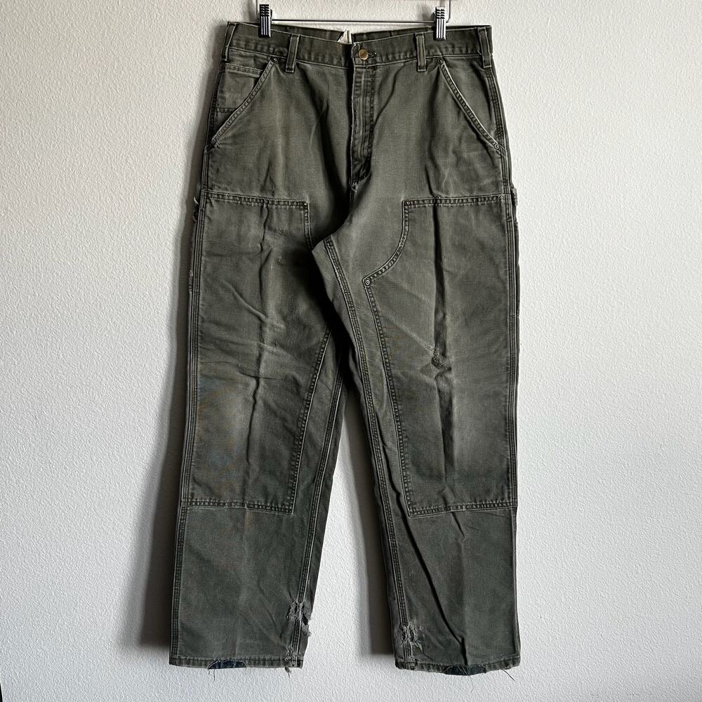 Carhartt B136 MOS faded green double knee work wear carpenter pants
